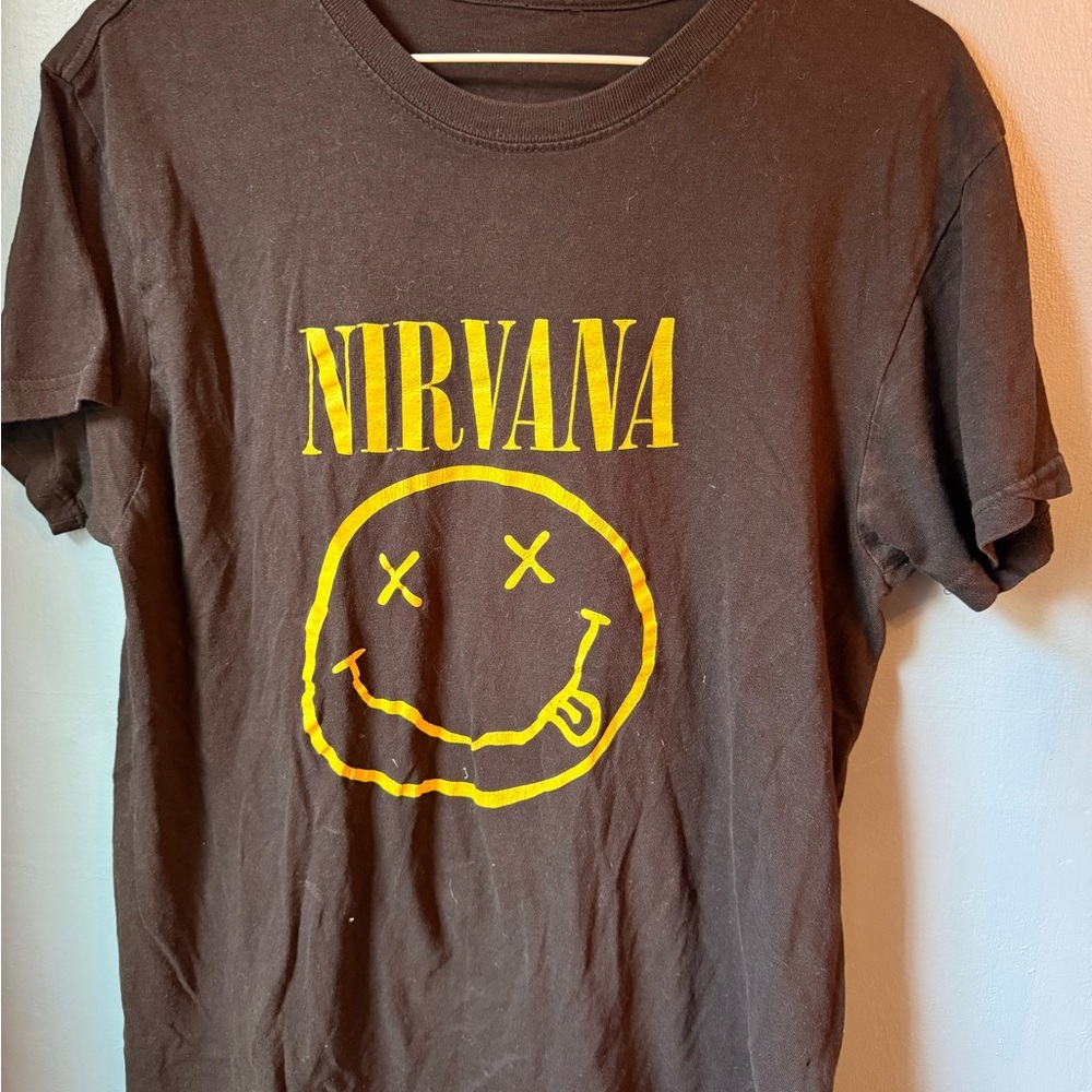 Nirvana Kids' Black Graphic Tee with Yellow Logo